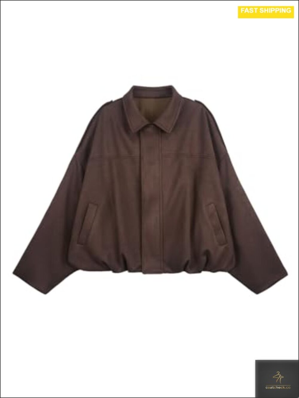 Faux Suede Oversized Cropped Bomber Jacket Zip Up Pilot Lapel Trendy